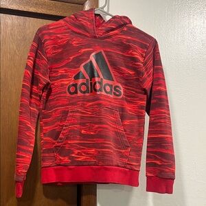 Adidas Kids Red and Black Patterned Hoodie